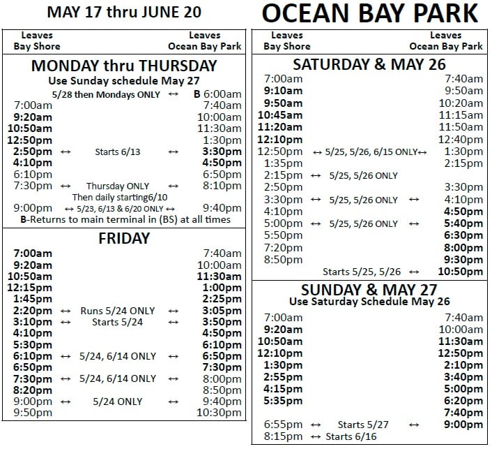Fire Island Ferry Schedule 2019 | Fire Island