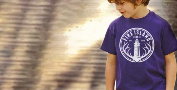 Fire Island ny logo kids purple short sleeve unisex T-shirts Youth shirt boy girl