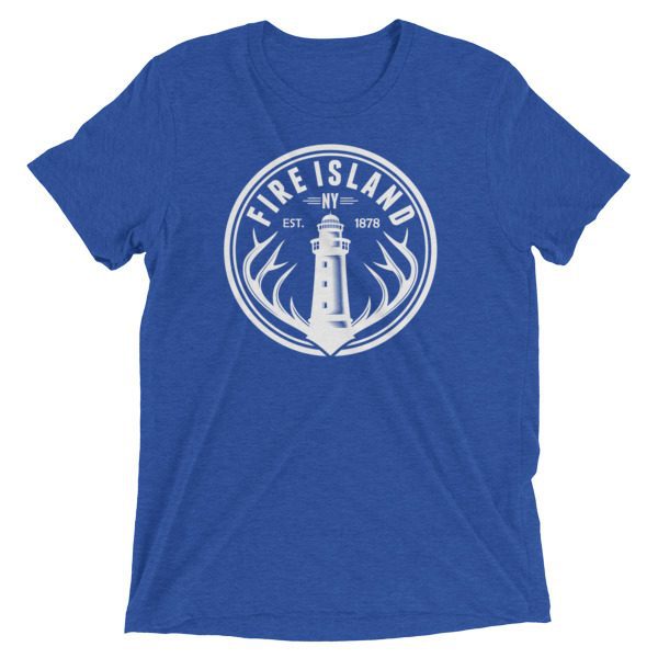 Fire Island ny branded blue men's T-shirt front