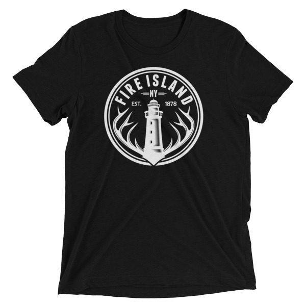 Fire Island ny branded black men's T-shirt front