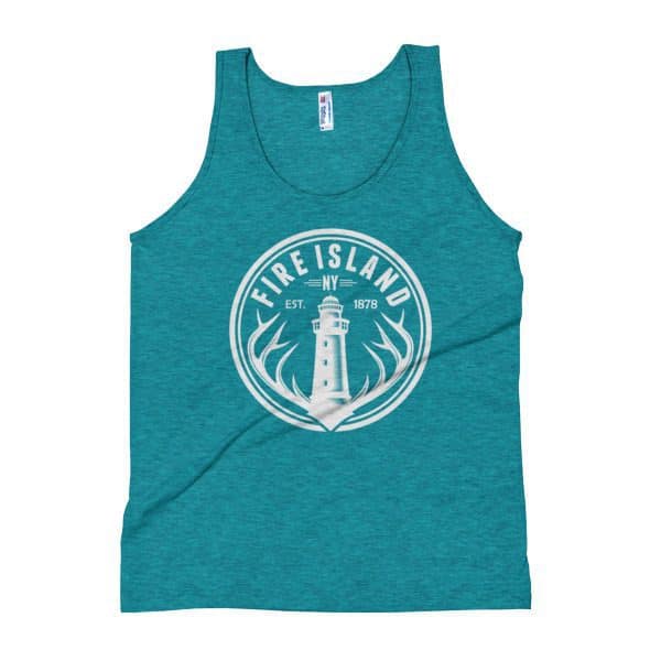 Fire Island NY logo turquoise tank top Unisex T-shirt