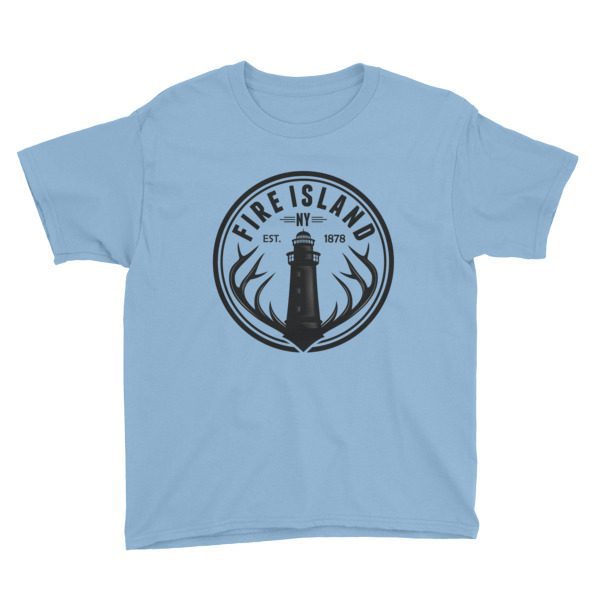 Fire Island ny logo kids light blue short sleeve unisex T-shirts Youth shirt boy girl