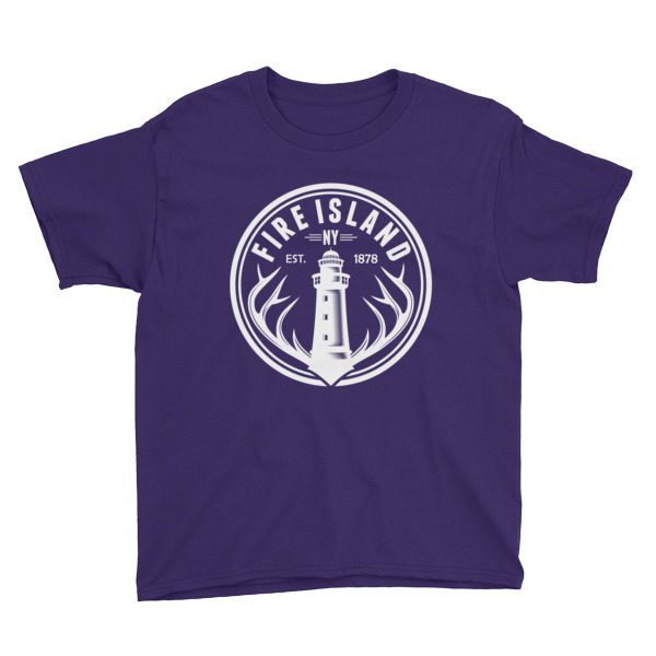 Fire Island ny logo kids purple short sleeve unisex T-shirts Youth shirt boy girl