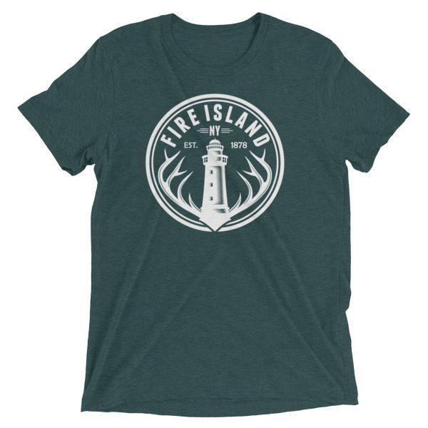Fire Island ny branded green men's T-shirt front